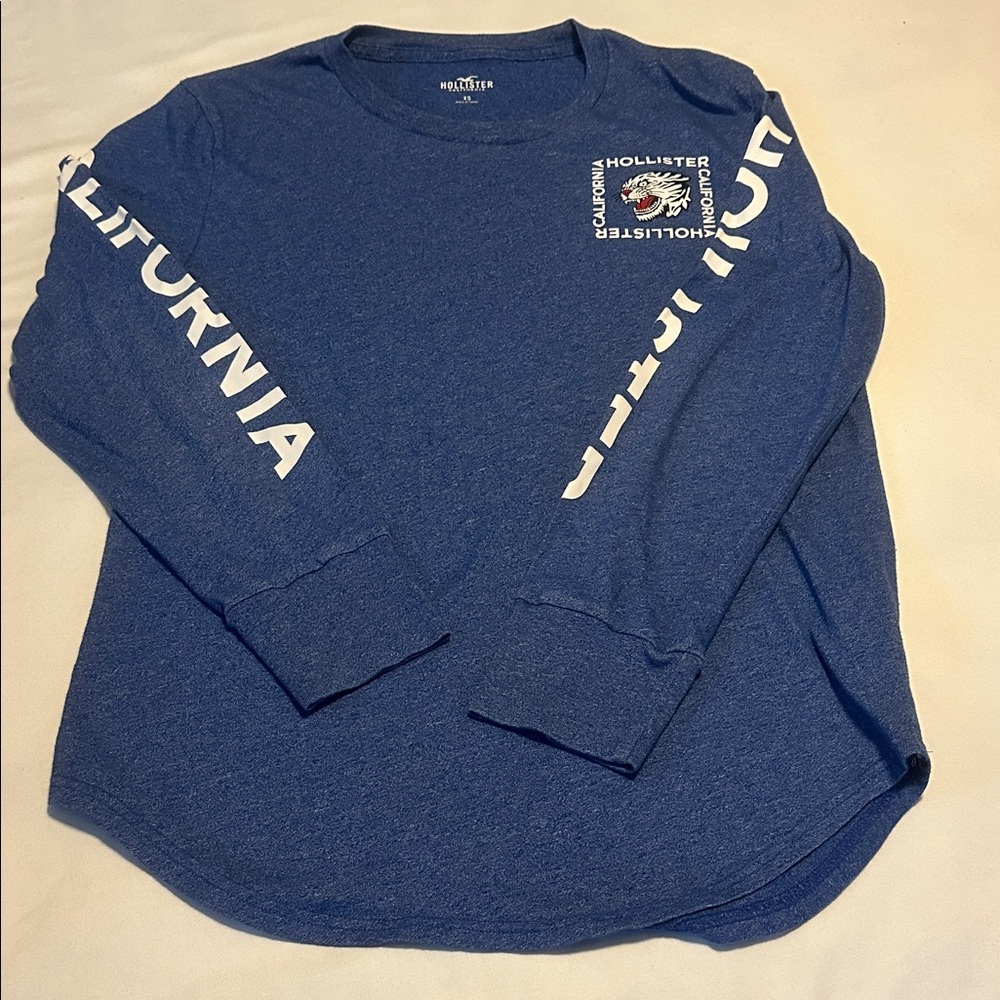 Hollister Navy Graphic Long Sleeve Tee
